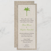 Palm Tree & Burlap Wedding Invitation - Groen Kaart (Voorkant / Achterkant)