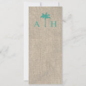 Palm Tree & Burlap Wedding Invitation - Turquoise Kaart (Achterkant)