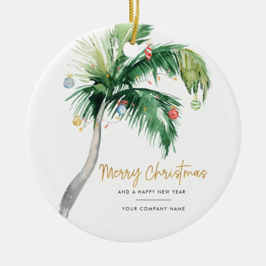 Palm Tree Business Logo Merry kerst Keramisch Ornament (Voorkant)