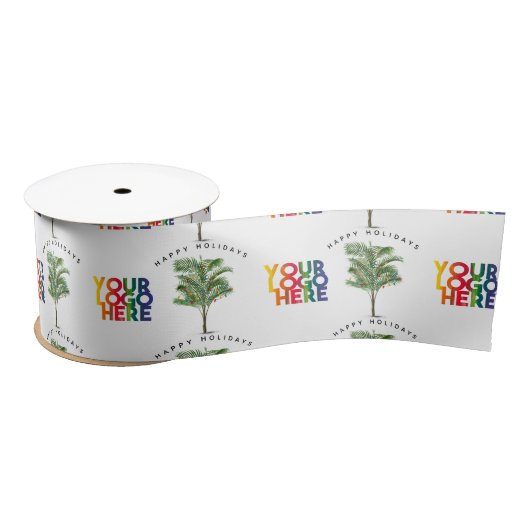 Palm Tree Business Logo Vakantie Kerst Kaart Lint (Spoel)