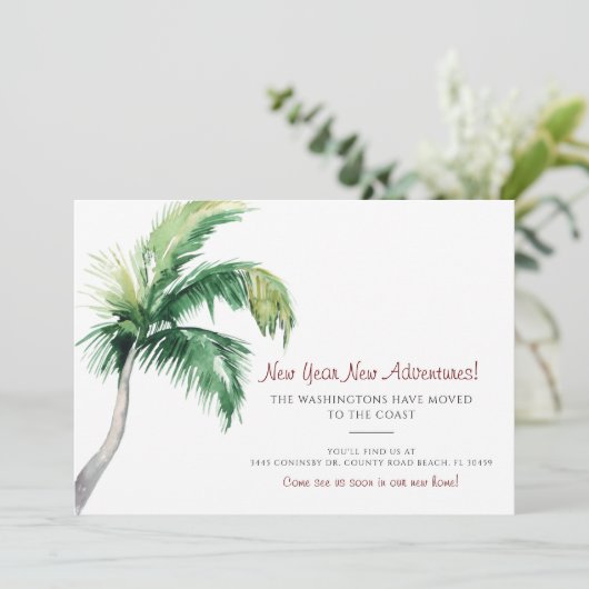 Palm Tree Changement d'adresse Faire-part de dépla (Debout devant)