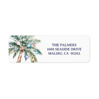 Palm Tree Christmas Tree Return Address Etiket