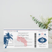 Palm Tree Costa Rica Boarding Pass Wedding Kaart (Staand voorkant)