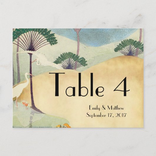 Palm Tree & Crane Destination Mariage Invitations (Devant)