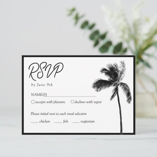 Palm Tree Custom Bat Mitzvah RSVP Behuizing Kaart (Staand voorkant)