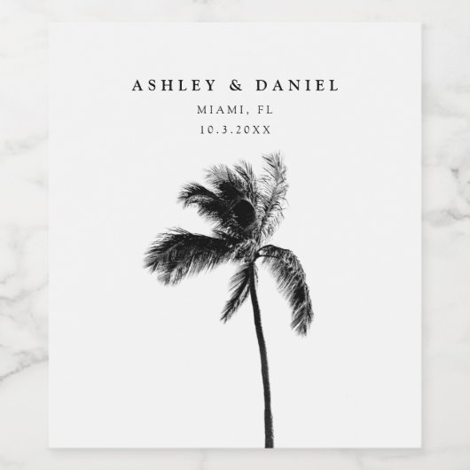 Palm Tree Destination Mariage Plage Vin Étiquette (Étiquettes simples)