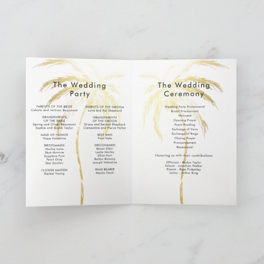 Palm Tree Destination Mariage plié Programme (Intérieur)