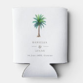 Palm Tree Destination Weddennames & Date Can Coo Blikjeskoeler (Achterkant)