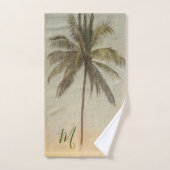 Palm Tree Elegant Tropical Vintage Monogramme (Serviette à main)