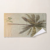 Palm Tree Elegant Tropical Vintage Monogramme (Serviette à main)