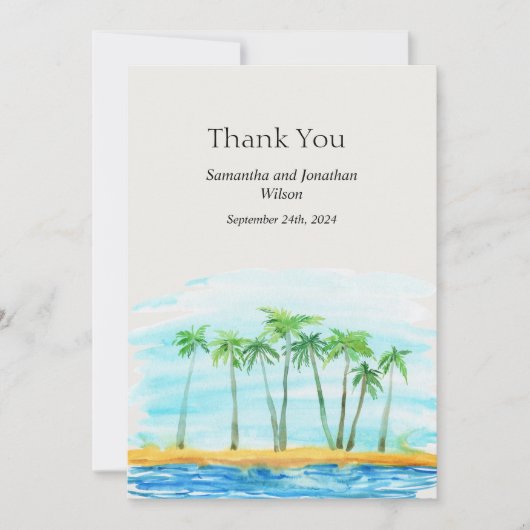 Palm Tree en Beach Weddenschap Kaart (Voorkant)