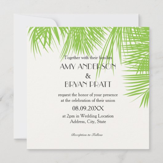 Palm Tree Faire-part de mariage tropicale (Devant)