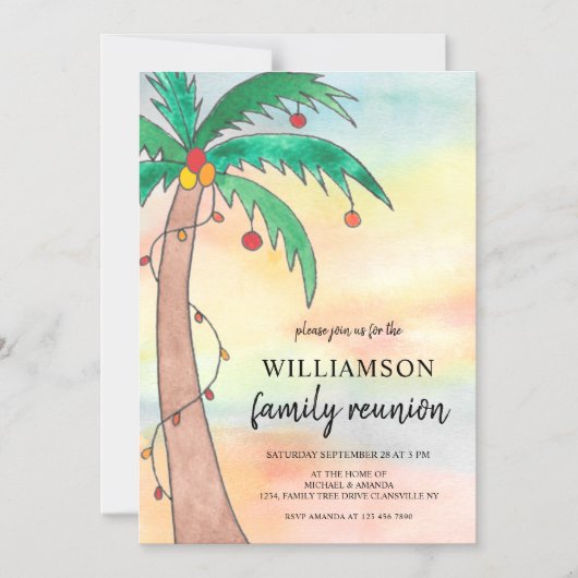 Palm Tree Family Reunion Magnetische Uitnodiging (Voorkant)