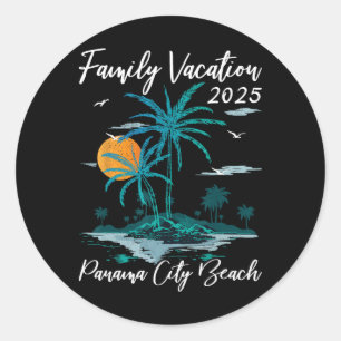 Palm Tree Family Vakantie 2025 Florida Panama Stad Ronde Sticker