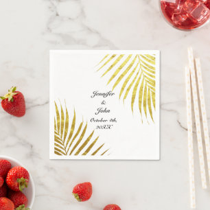 Palm Tree Foliage Gold Foil Leaves 2020 Bruiloften Servet