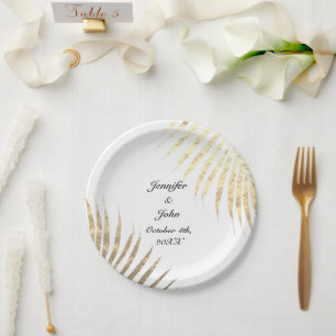 Palm Tree Foliage Gold Foil Leaves Weddings 2022 Papieren Bordje