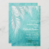 Palm Tree Fronds Tropical Anniversaire Invitations (Devant / Derrière)