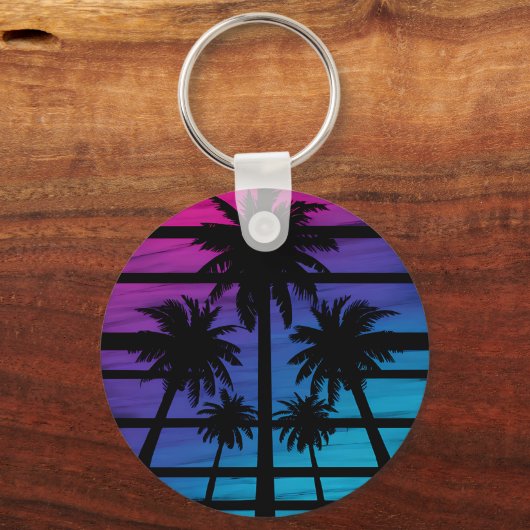 Palm Tree Hawaiian Beach Summer Vacation Sleutelhanger (Voorkant)