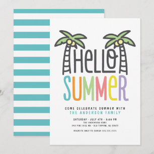 Palm Tree Hello Summer Invitation