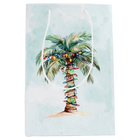 Palm Tree Holiday Beach Kerstmis Medium Cadeauzakje (Voorkant)