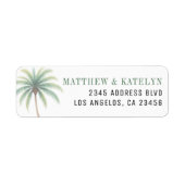 Palm Tree Island Destination Green Wedding Etiket (Voorkant)