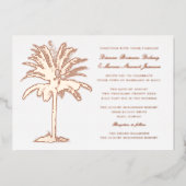 Palm Tree Island Destination Wedding Roos Gold Folie Uitnodiging (Voorkant)