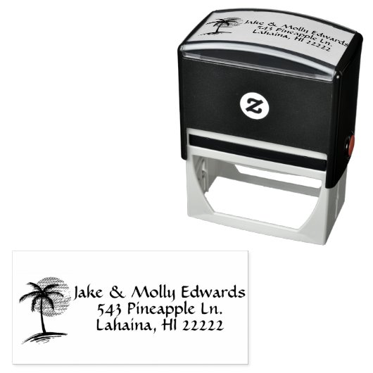 Palm Tree Island Silhouette Personalized Zelfinktende Stempel (In situ)