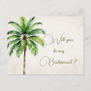 Palm Tree, jij wordt mijn bruidsmeisje Uitnodiging Briefkaart
