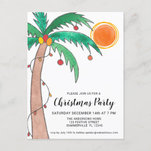 Palm Tree-kerstfeest Uitnodiging Briefkaart