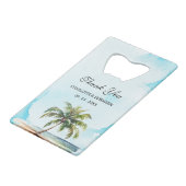 Palm Tree kust strand bruiloft gunst Kredietkaart Flessenopener (Voorkant Gekanteld)
