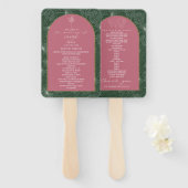 Palm Tree Leaf Pink & Green Wedding Program Handwaaier (Voorkant en achterkant)