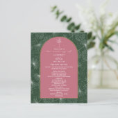 Palm Tree Leaf Programme de mariage rose et vert (Debout devant)