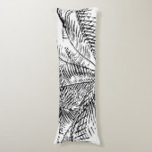 Palm Tree Leaves Black & White Abstract Pattern Lichaamskussen (Voorkant Verticaal)