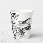 Palm Tree Leaves Black & White Abstract Pattern Papieren Bekers (Achterkant)