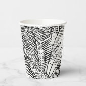 Palm Tree Leaves Black & White Abstract Pattern Papieren Bekers (Links)