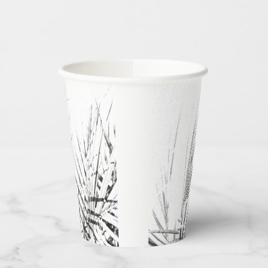 Palm Tree Leaves Minimalism Sketch Papieren Bekers (Links)