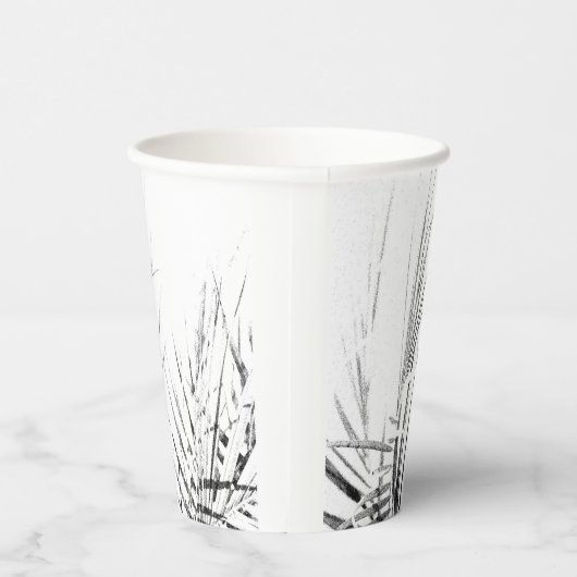 Palm Tree Leaves Minimalism Sketch Papieren Bekers (Rechts)