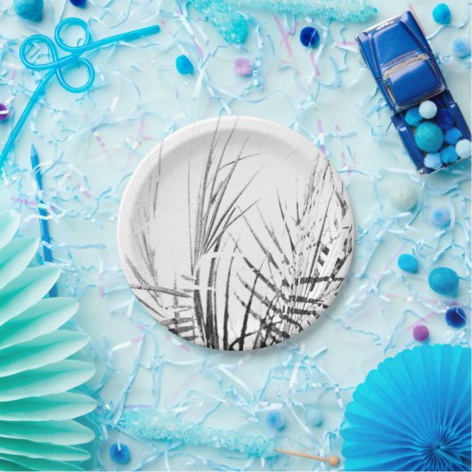 Palm Tree Leaves Minimalism Sketch Papieren Bordje (Feest)