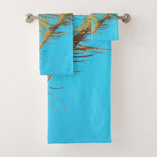 Palm Tree Leaves Turquoise Sky Bad Handdoek (Insitu)