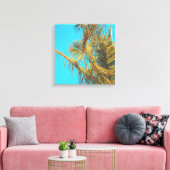 Palm Tree Leaves Turquoise Sky Canvas Afdruk (Insitu (Woonkamer))