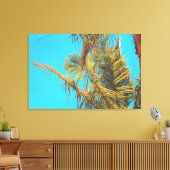 Palm Tree Leaves Turquoise Sky Canvas Afdruk (Insitu (Woonkamer))