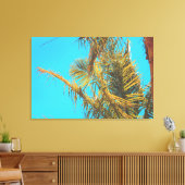 Palm Tree Leaves Turquoise Sky Canvas Afdruk (Insitu (Woonkamer))