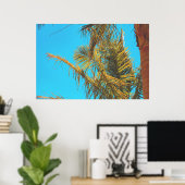 Palm Tree Leaves Turquoise Sky Poster (Thuiskantoor)