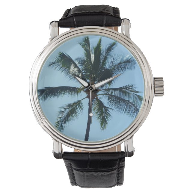 *Palm Tree* Lederen horloge (Voorkant)