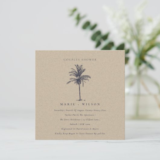 Palm Tree Marine Kraft Couples Invitation de douch (Debout devant)