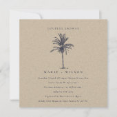 Palm Tree Marine Kraft Couples Invitation de douch (Devant)