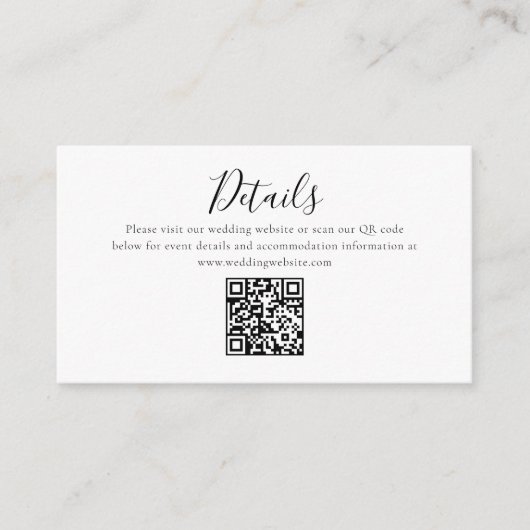 Palm Tree Minimal Script Details QR Code Wedding Informatiekaartje (Voorkant)