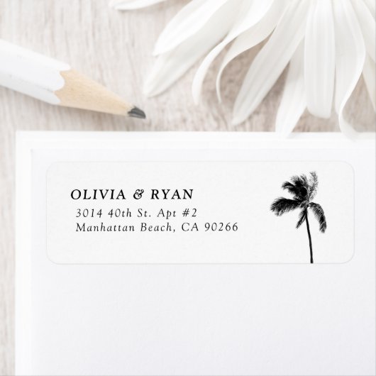 Palm Tree Modern Beach Retouradres Labels (Insitu)
