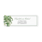 Palm Tree Modern Elegant Green Etiket (Voorkant)