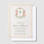 Palm Tree Monogram Crest Vellum Beach Wedding Vellum Uitnodigingen (Offset)